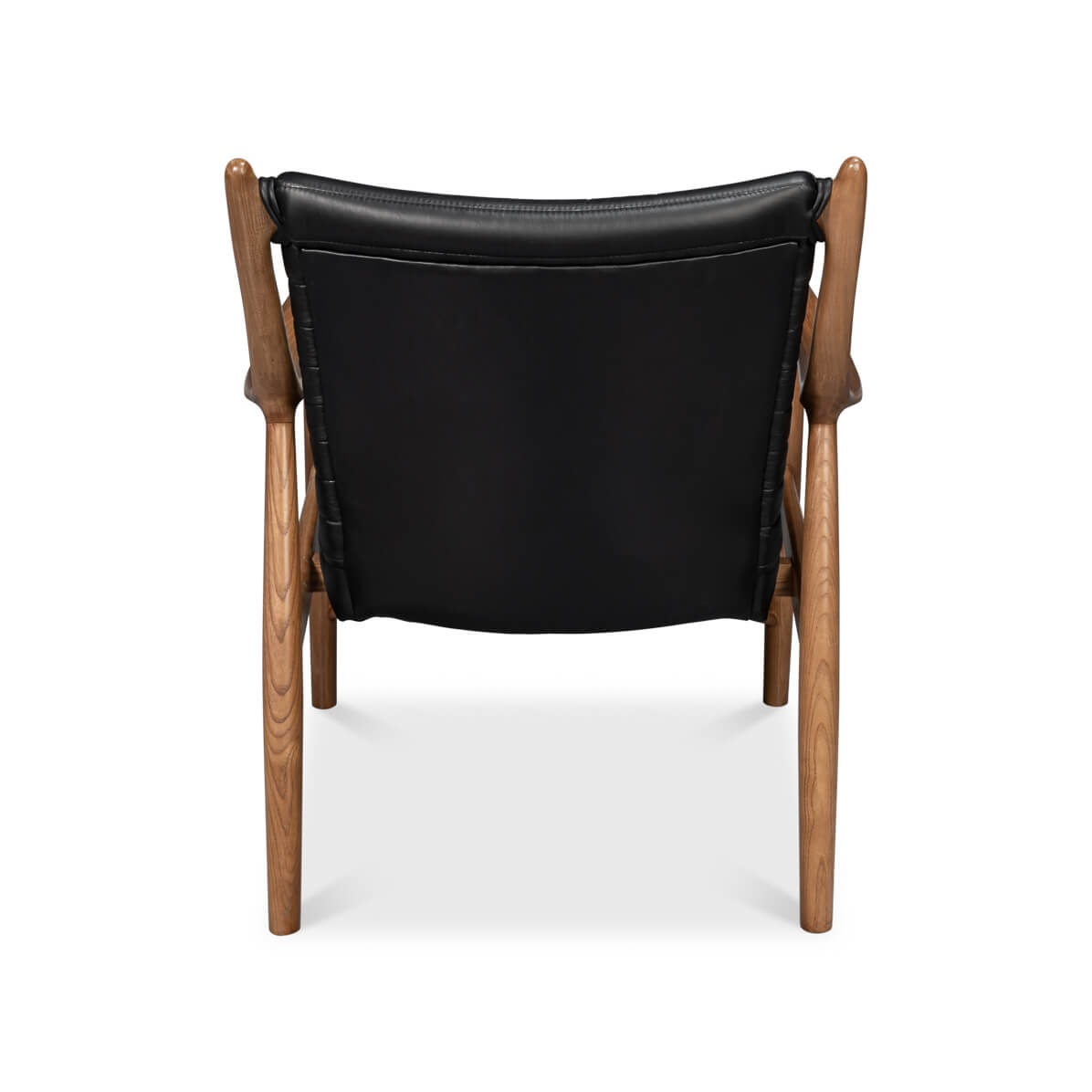 Mid-Century Black Leather Accent Chair - English Georgian America