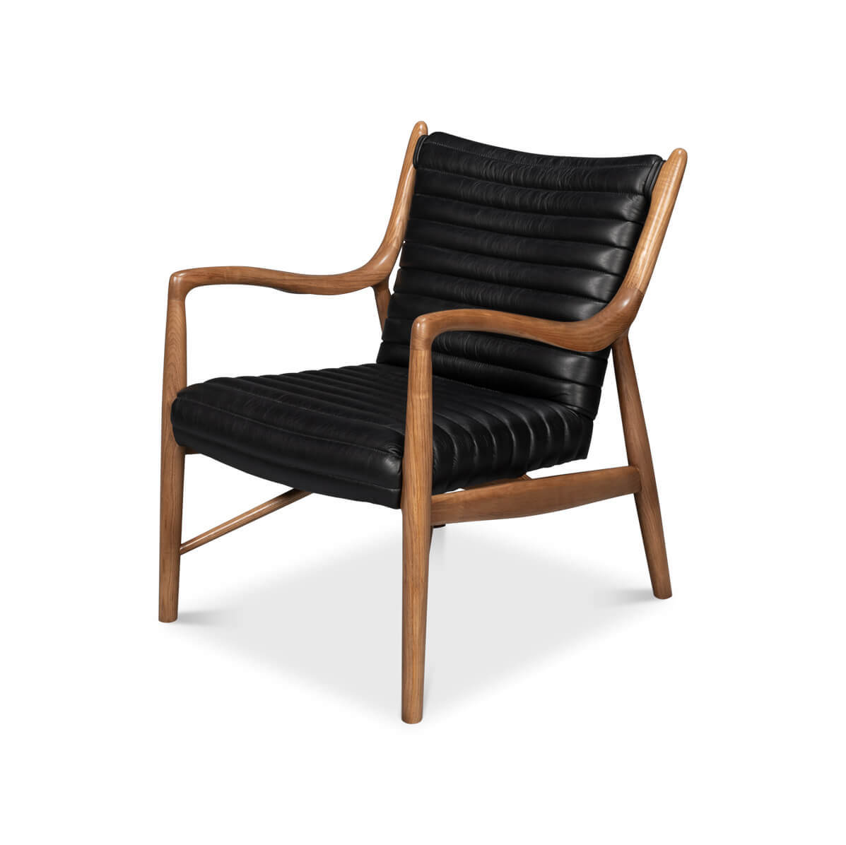 Mid-Century Black Leather Accent Chair - English Georgian America