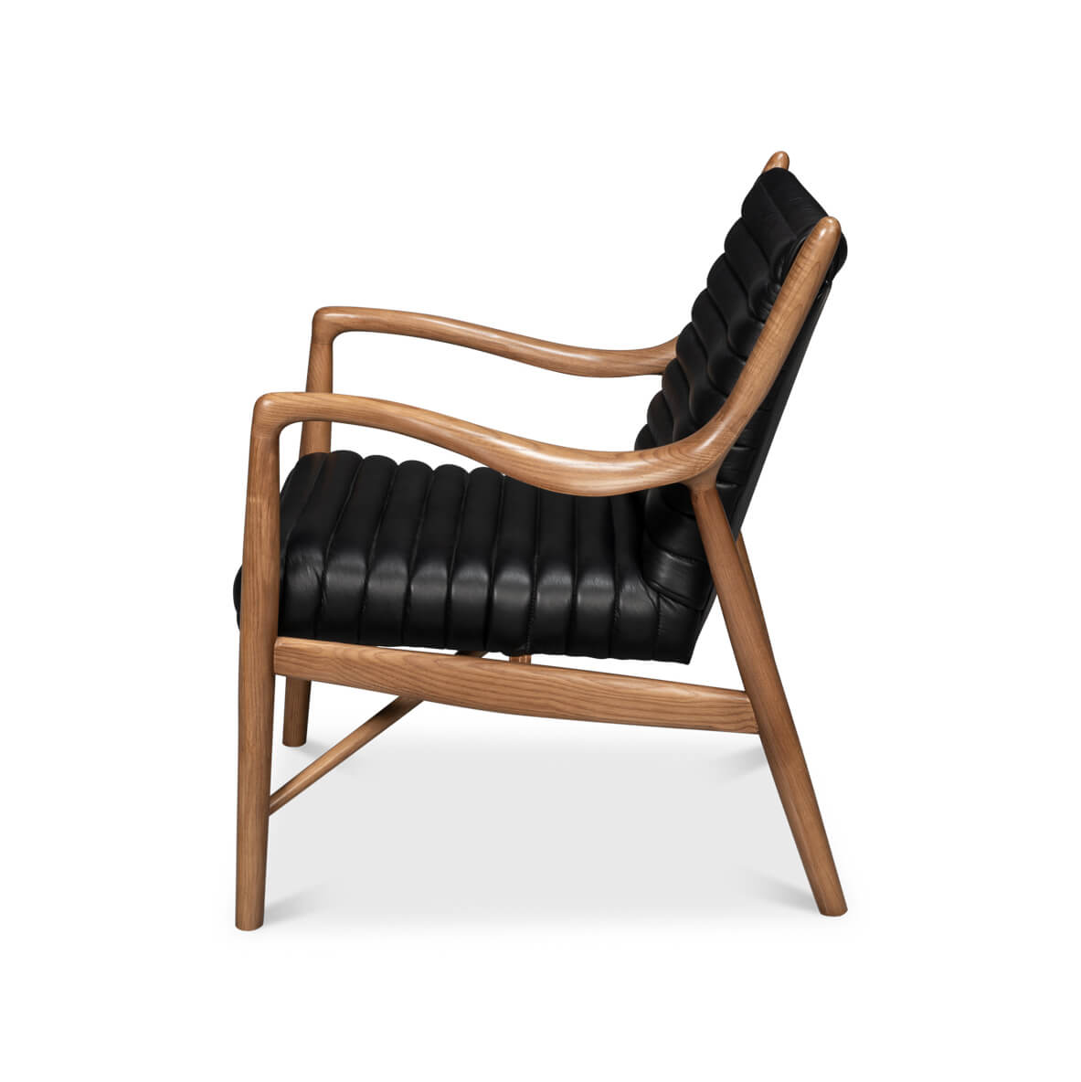 Mid-Century Black Leather Accent Chair - English Georgian America