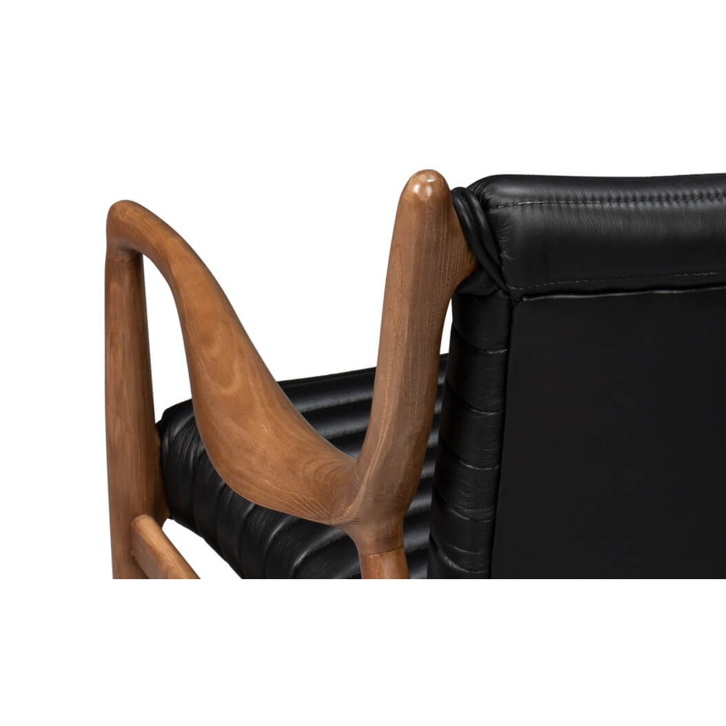 Mid-Century Black Leather Accent Chair - English Georgian America