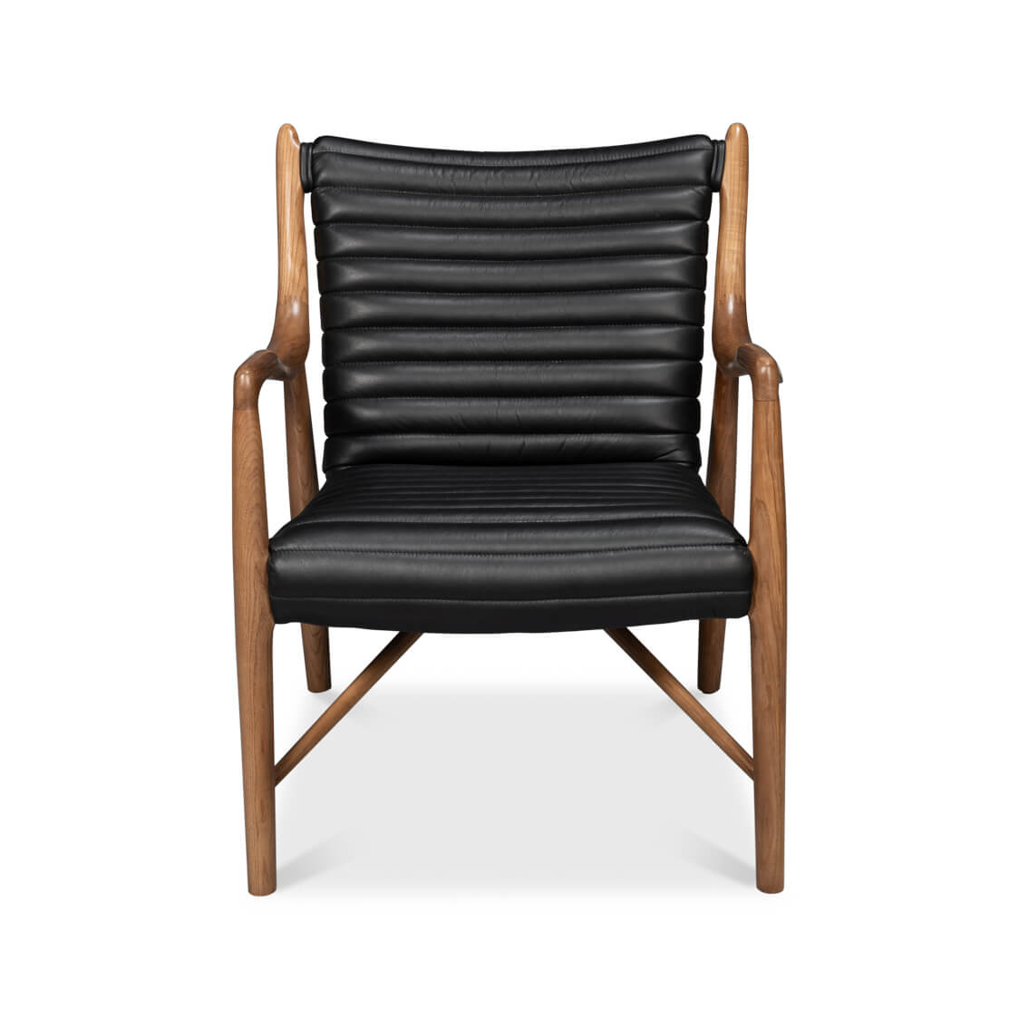 Mid-Century Black Leather Accent Chair - English Georgian America