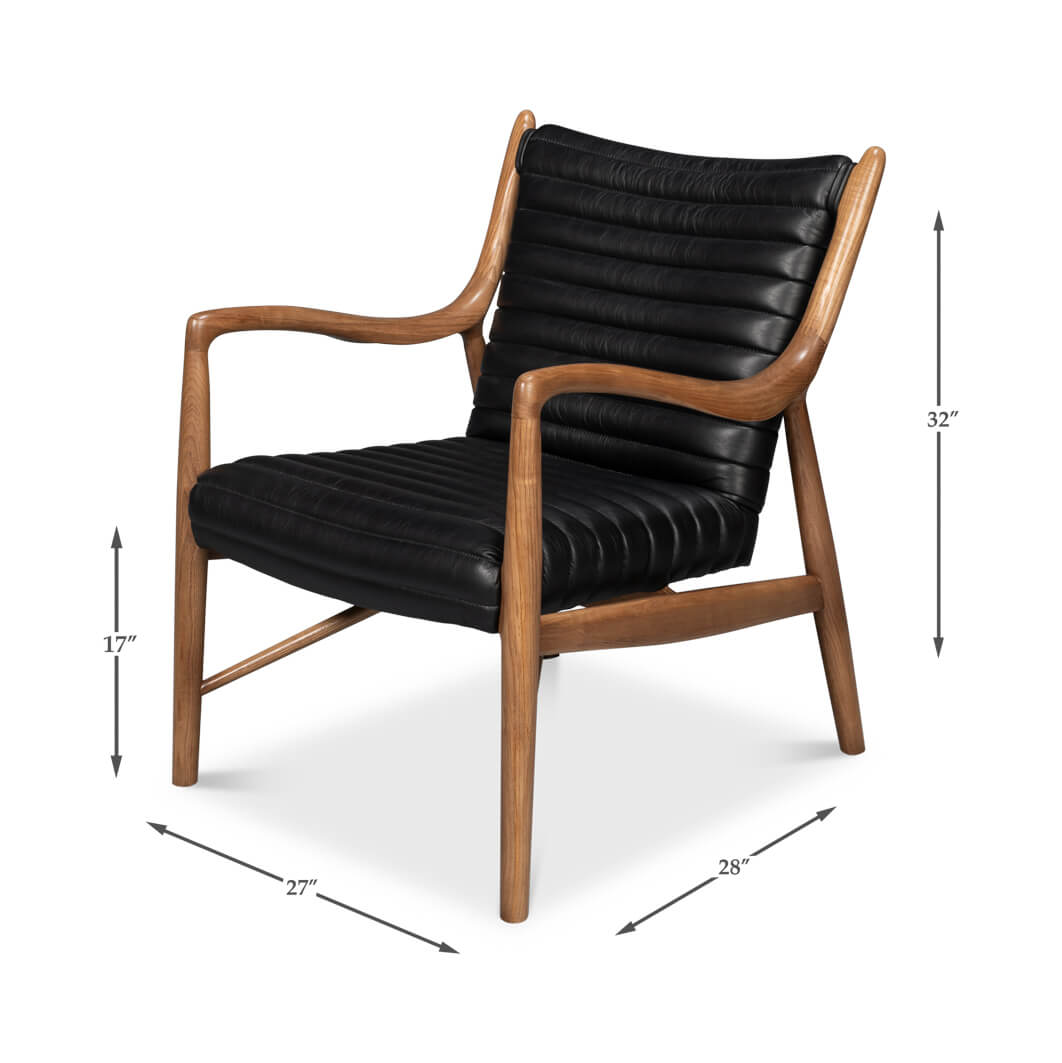 Mid-Century Black Leather Accent Chair - English Georgian America