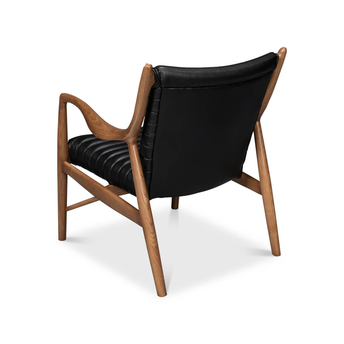 Mid-Century Black Leather Accent Chair - English Georgian America