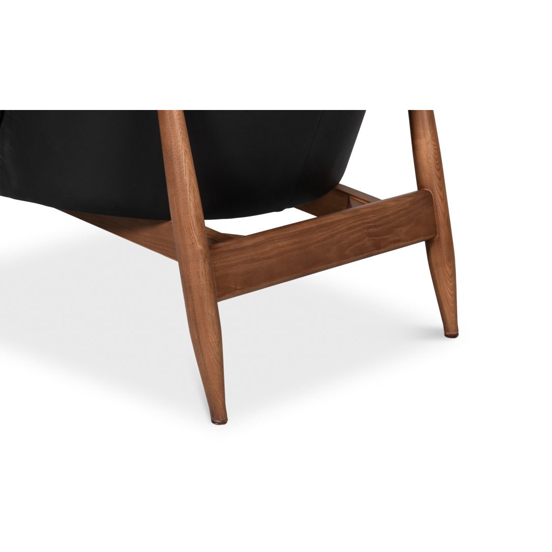 Mid Century Black Leather Arm Chair - English Georgian America