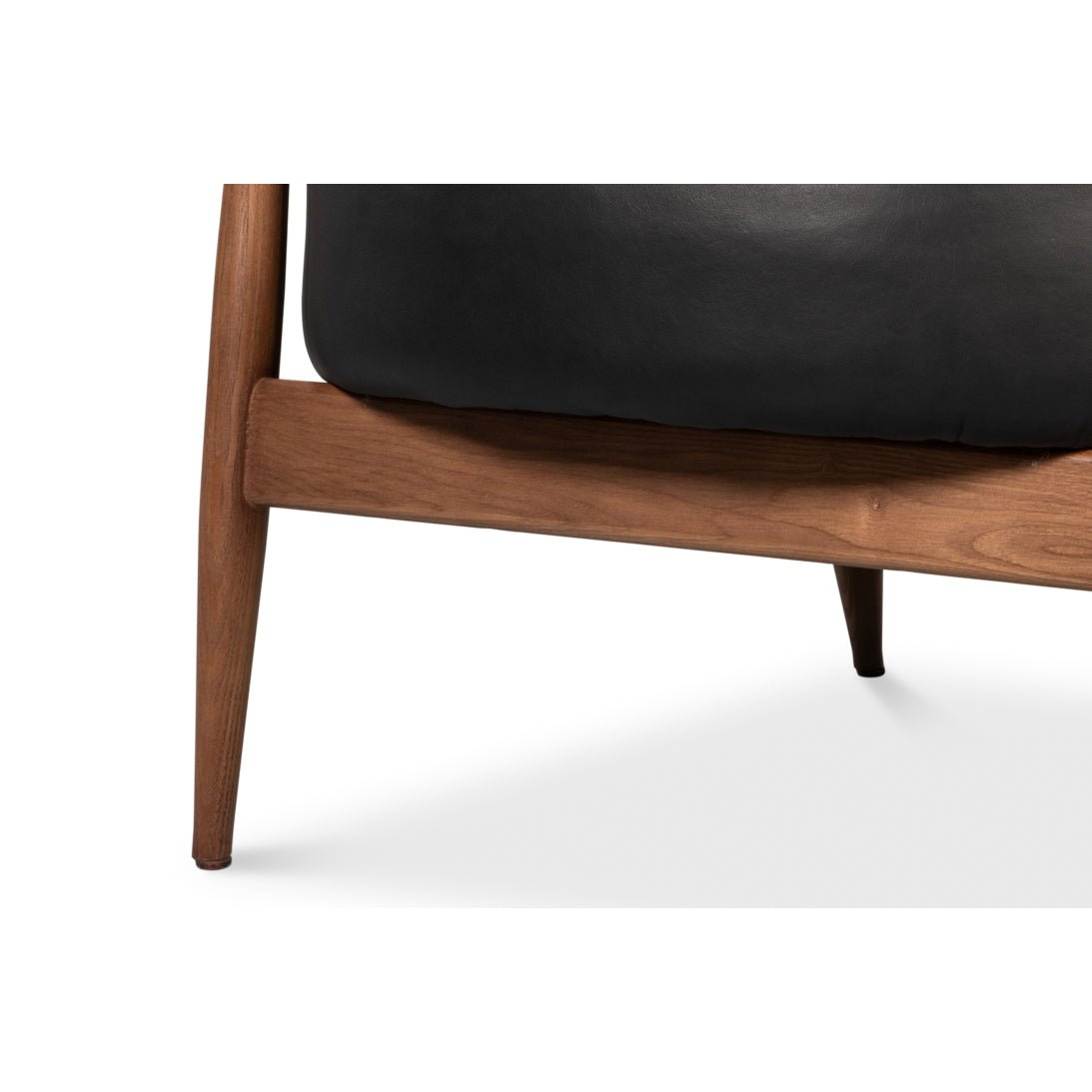 Mid Century Black Leather Arm Chair - English Georgian America