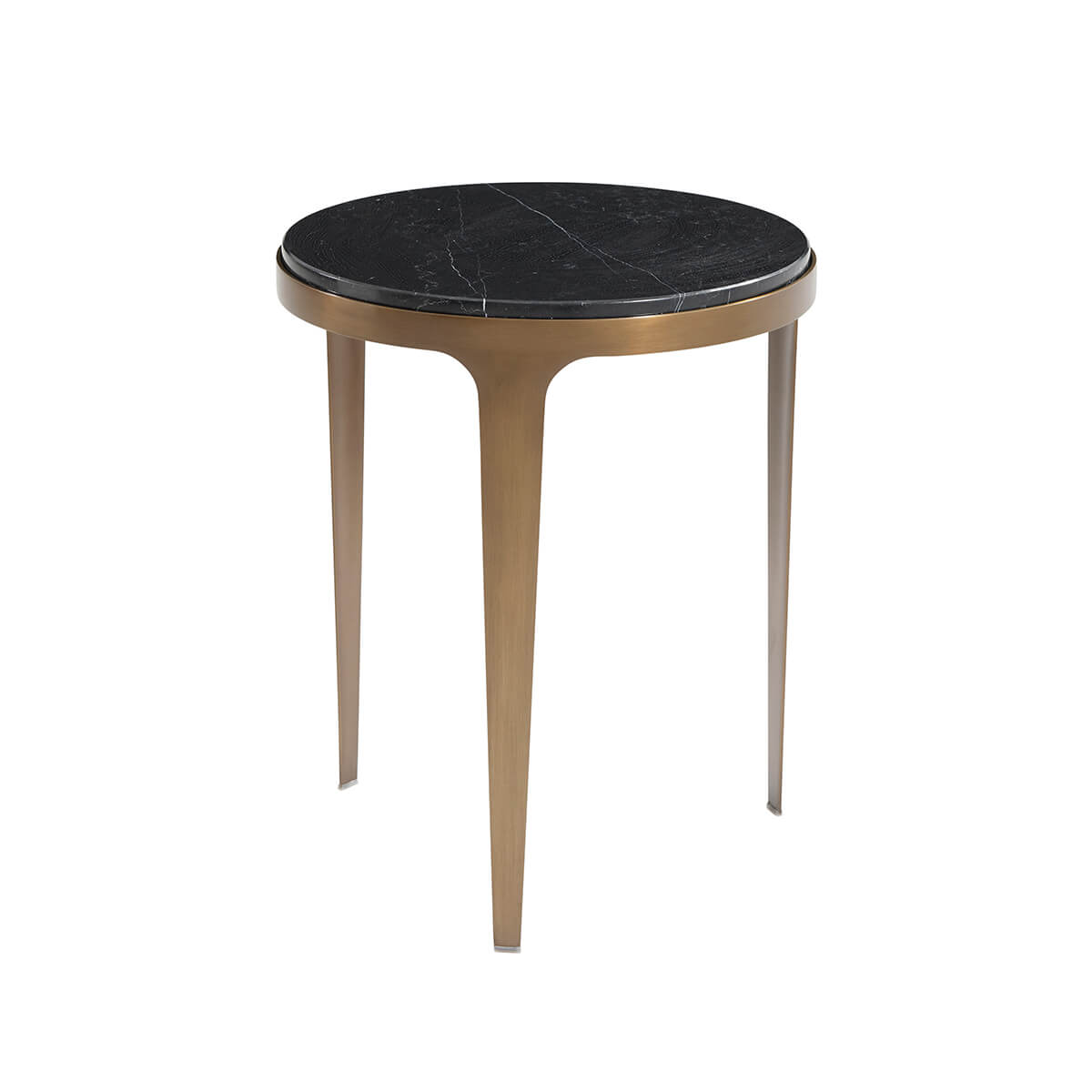 Mid Century Black Marble Top Side Table - English Georgian America