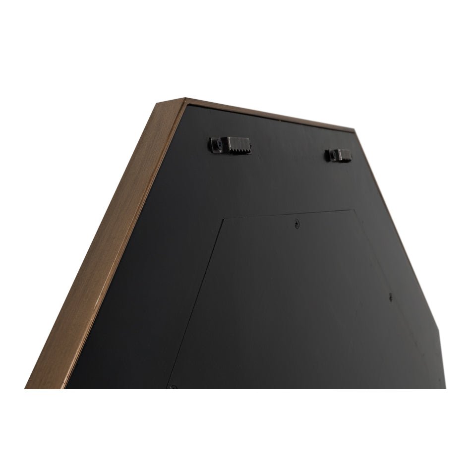 Mid Century Blue Octagonal Leather Mirror - English Georgian America