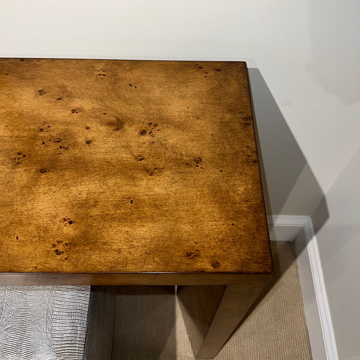 Mid Century Burl Console Table - English Georgian America