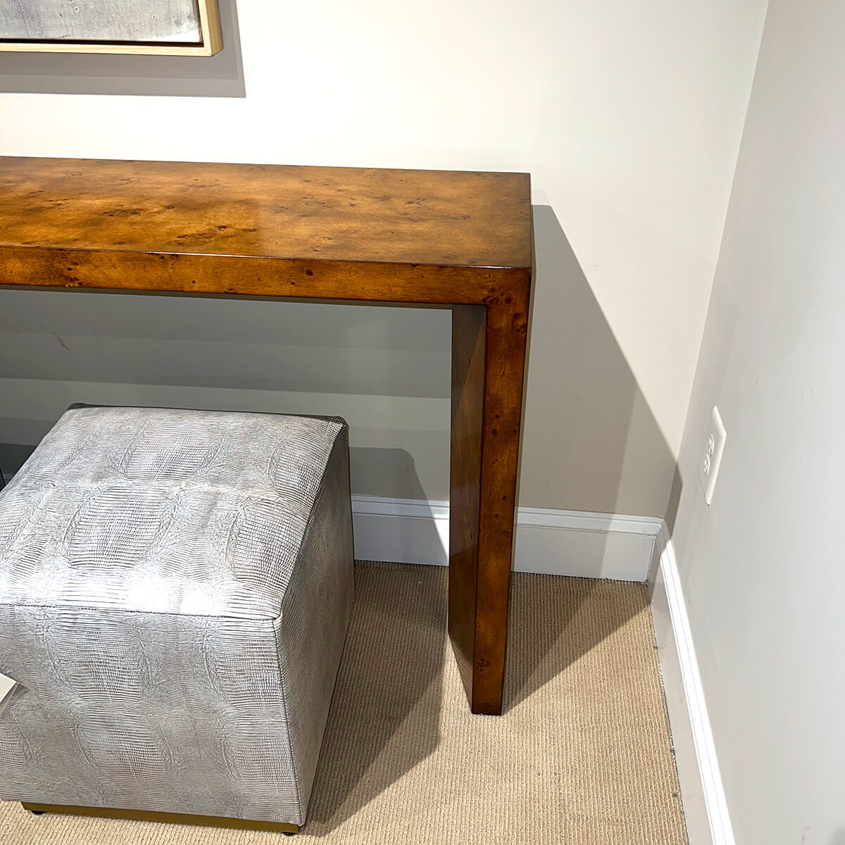 Mid Century Burl Console Table - English Georgian America