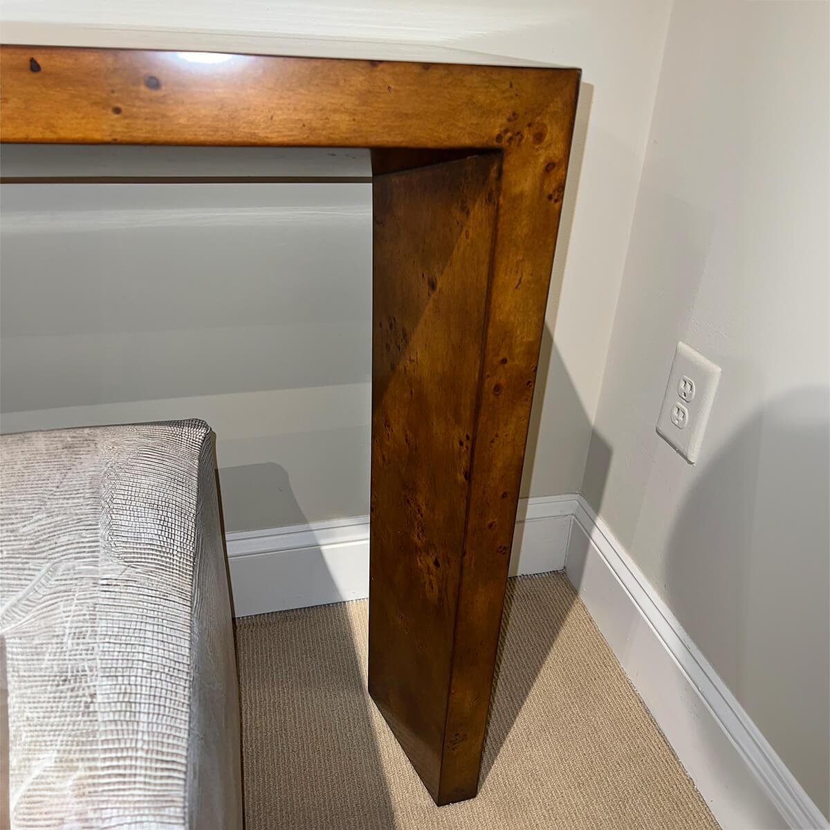 Mid Century Burl Console Table - English Georgian America