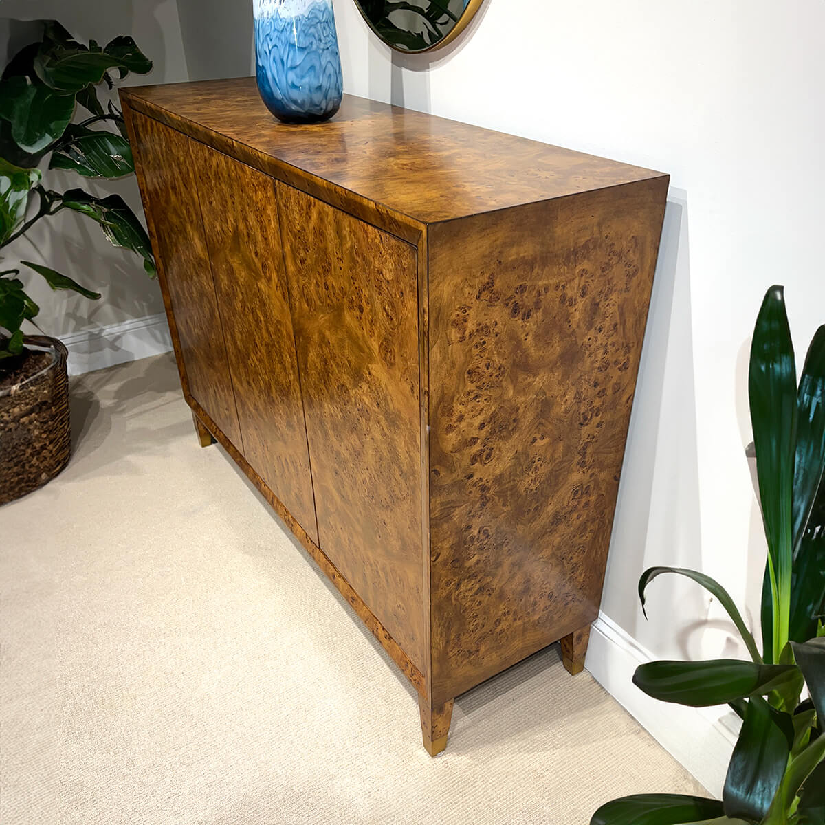 Mid Century Burl Credenza - English Georgian America