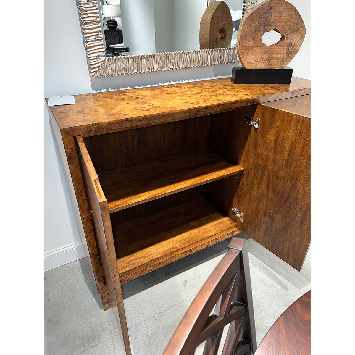 Mid Century Burl Credenza - English Georgian America