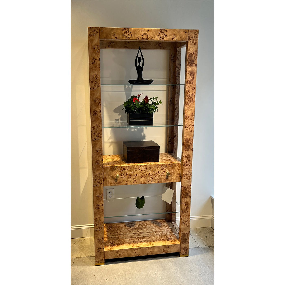 Mid Century Burl Étagère Bookshelf - English Georgian America