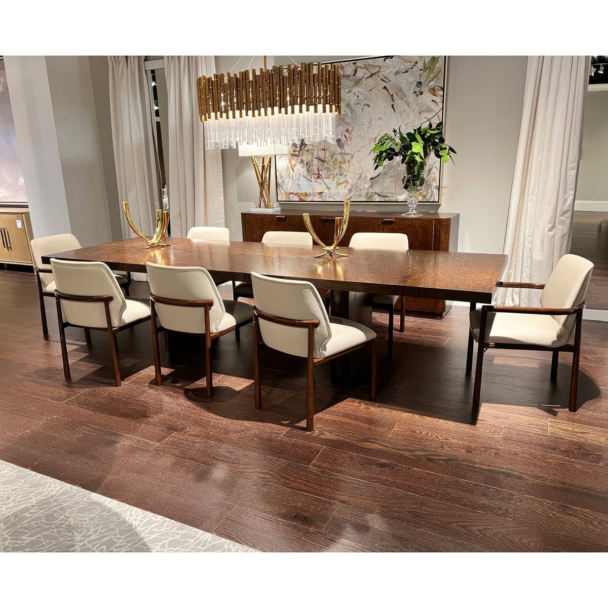 Mid Century Burl Extending Dining Table - English Georgian America