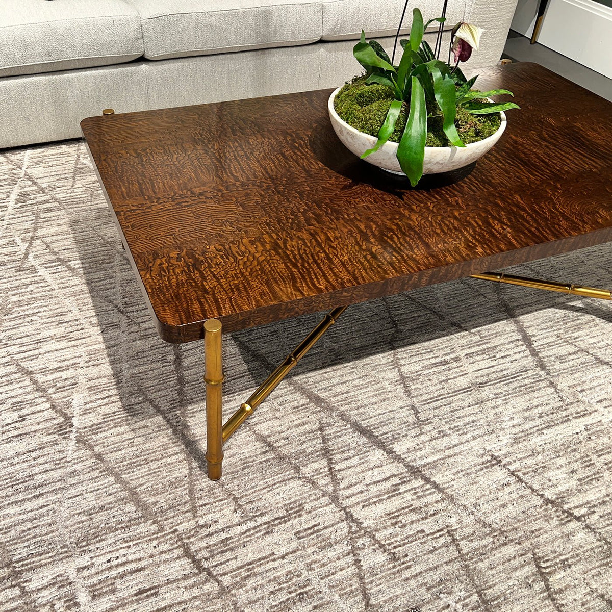 Mid Century Burl Top Coffee Table - English Georgian America