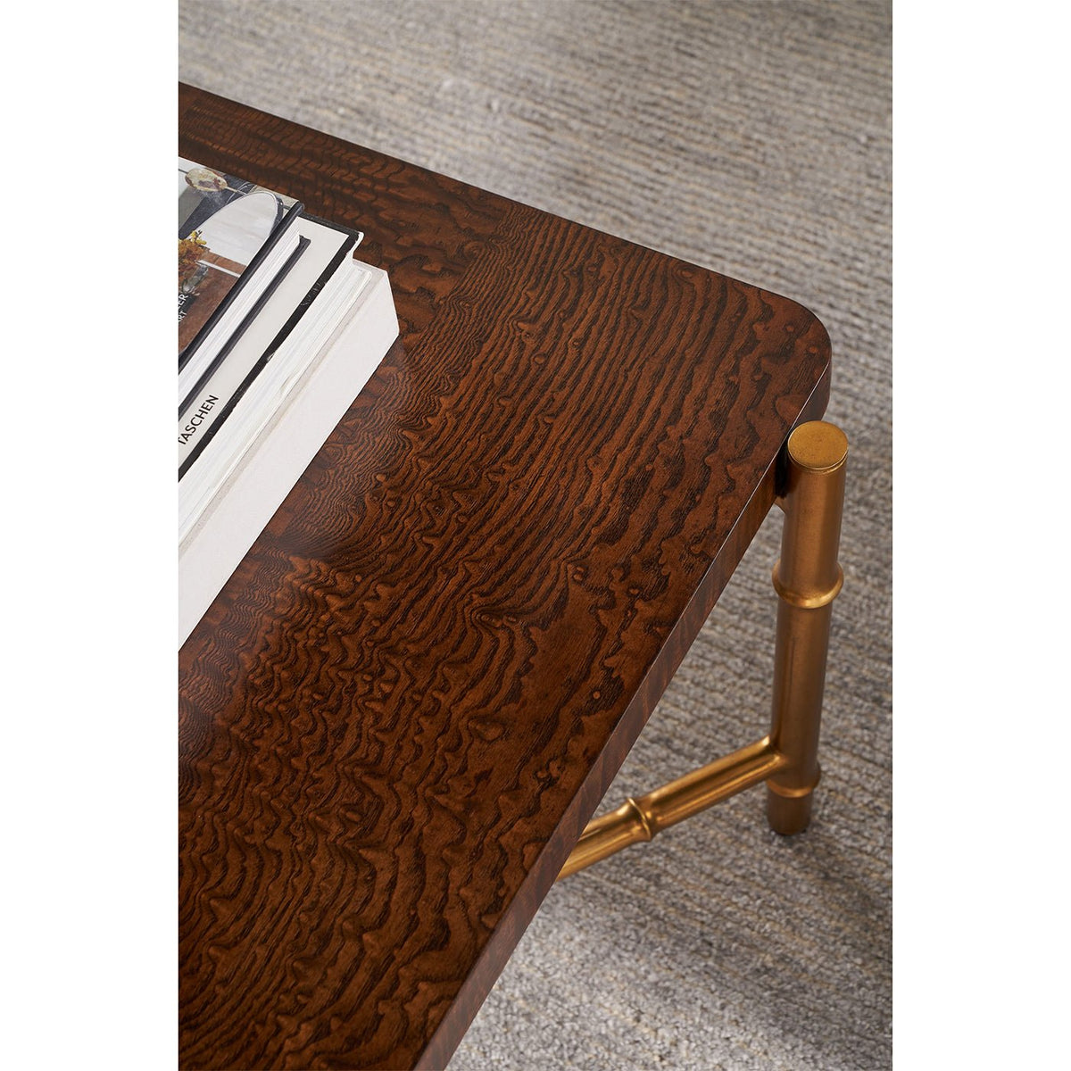 Mid Century Burl Top Coffee Table - English Georgian America