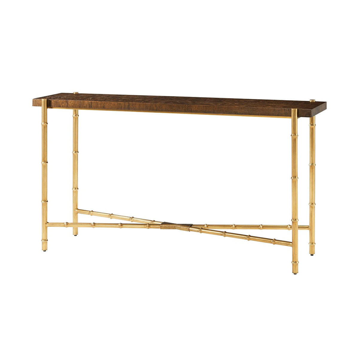 Mid Century Burl Top Console Table - English Georgian America