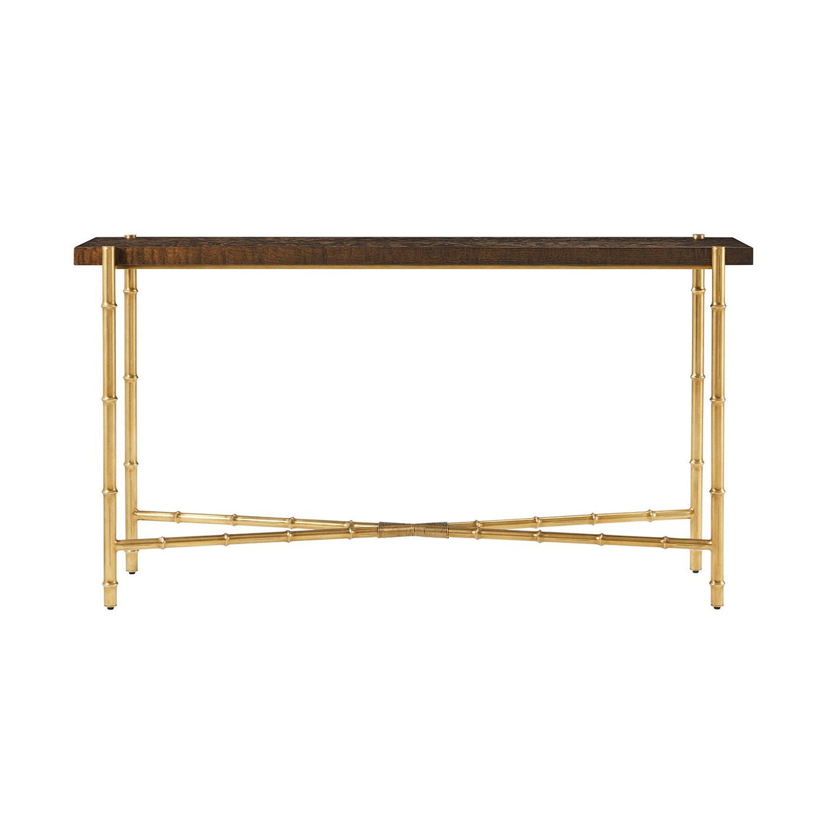 Mid Century Burl Top Console Table - English Georgian America