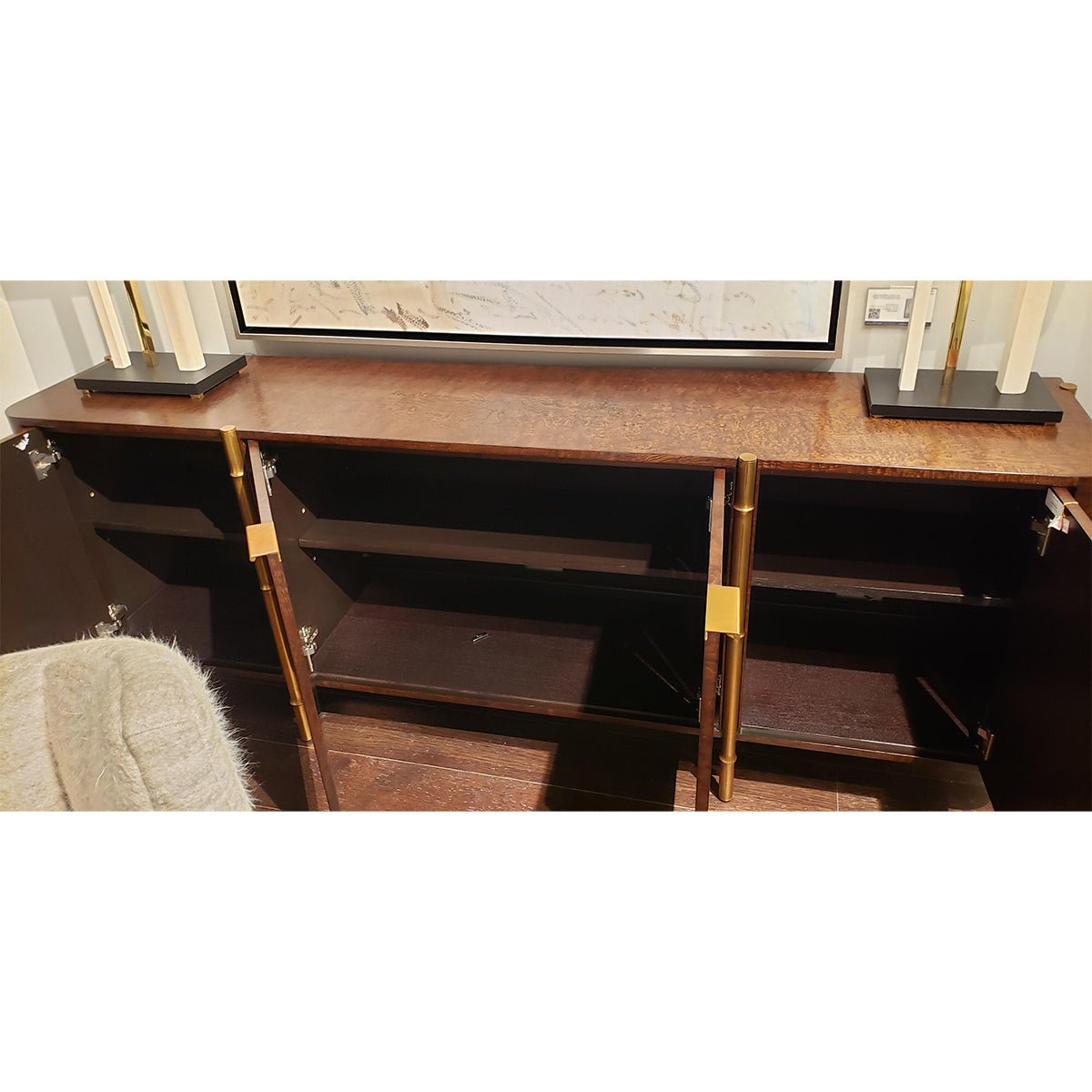 Mid Century Burl Wood Sideboard - English Georgian America