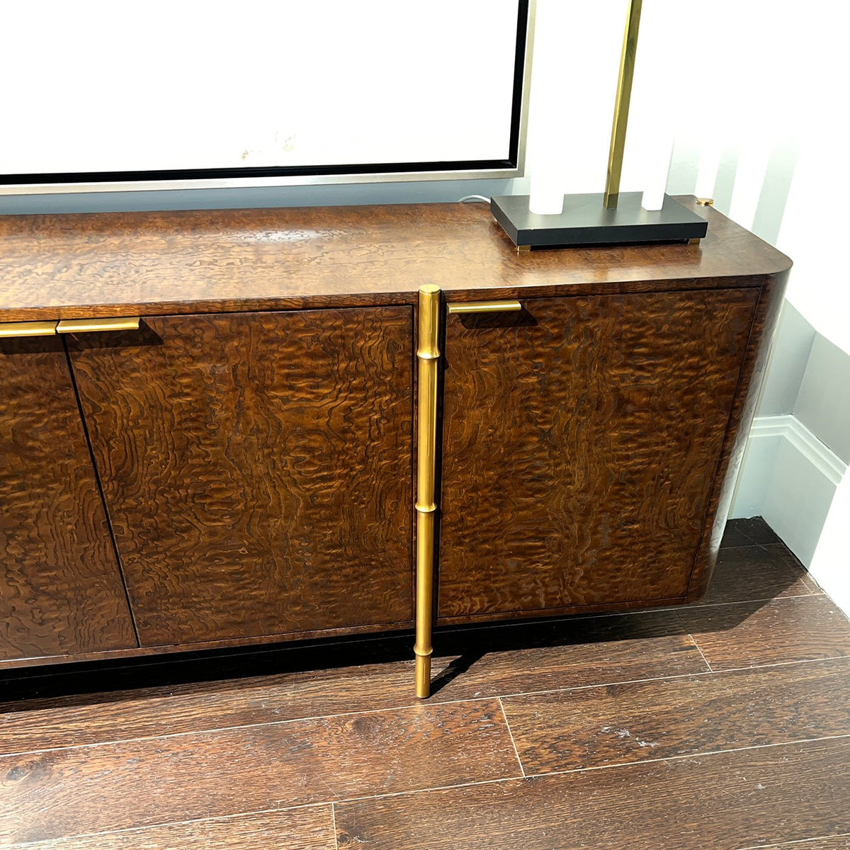 Mid Century Burl Wood Sideboard - English Georgian America