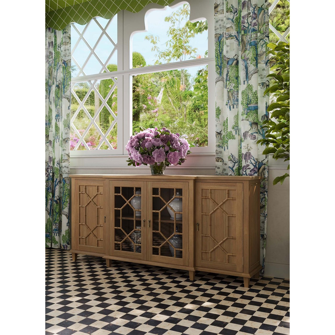 Mid Century Credenza - Fruitwood Finish - English Georgian America