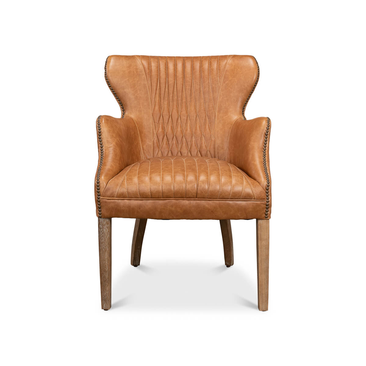 Mid Century Curved Wing Leather Armchair - English Georgian America