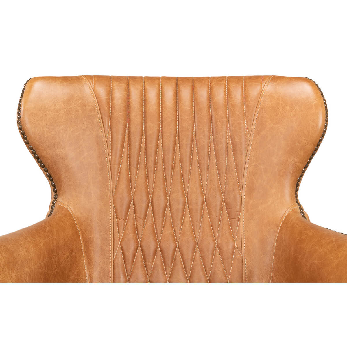 Mid Century Curved Wing Leather Armchair - English Georgian America