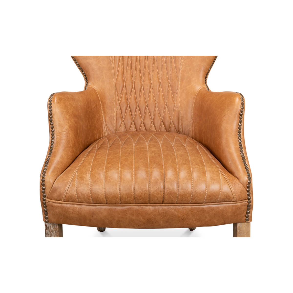 Mid Century Curved Wing Leather Armchair - English Georgian America