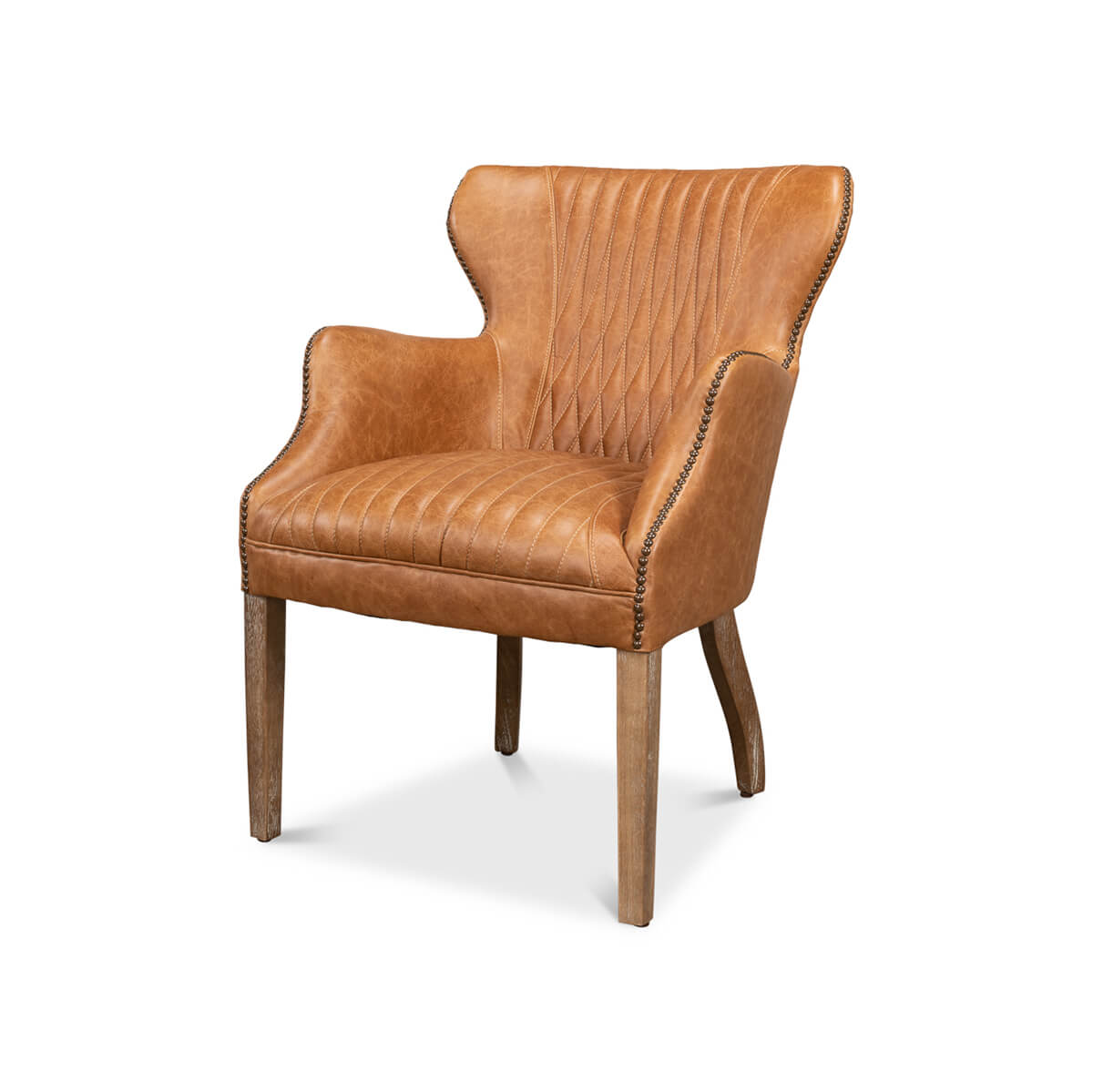 Mid Century Curved Wing Leather Armchair - English Georgian America