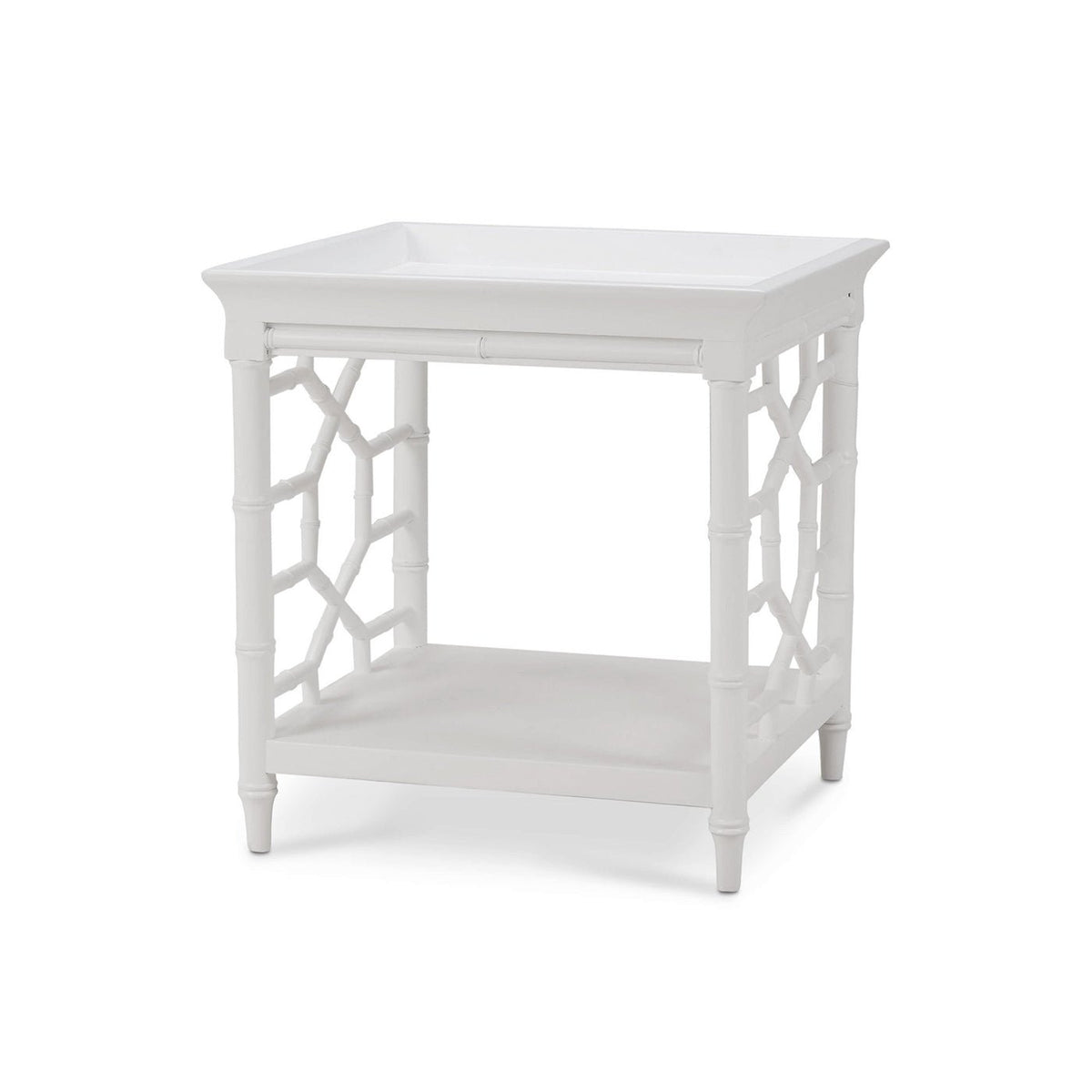 Mid Century Faux Bois White Accent Table - English Georgian America