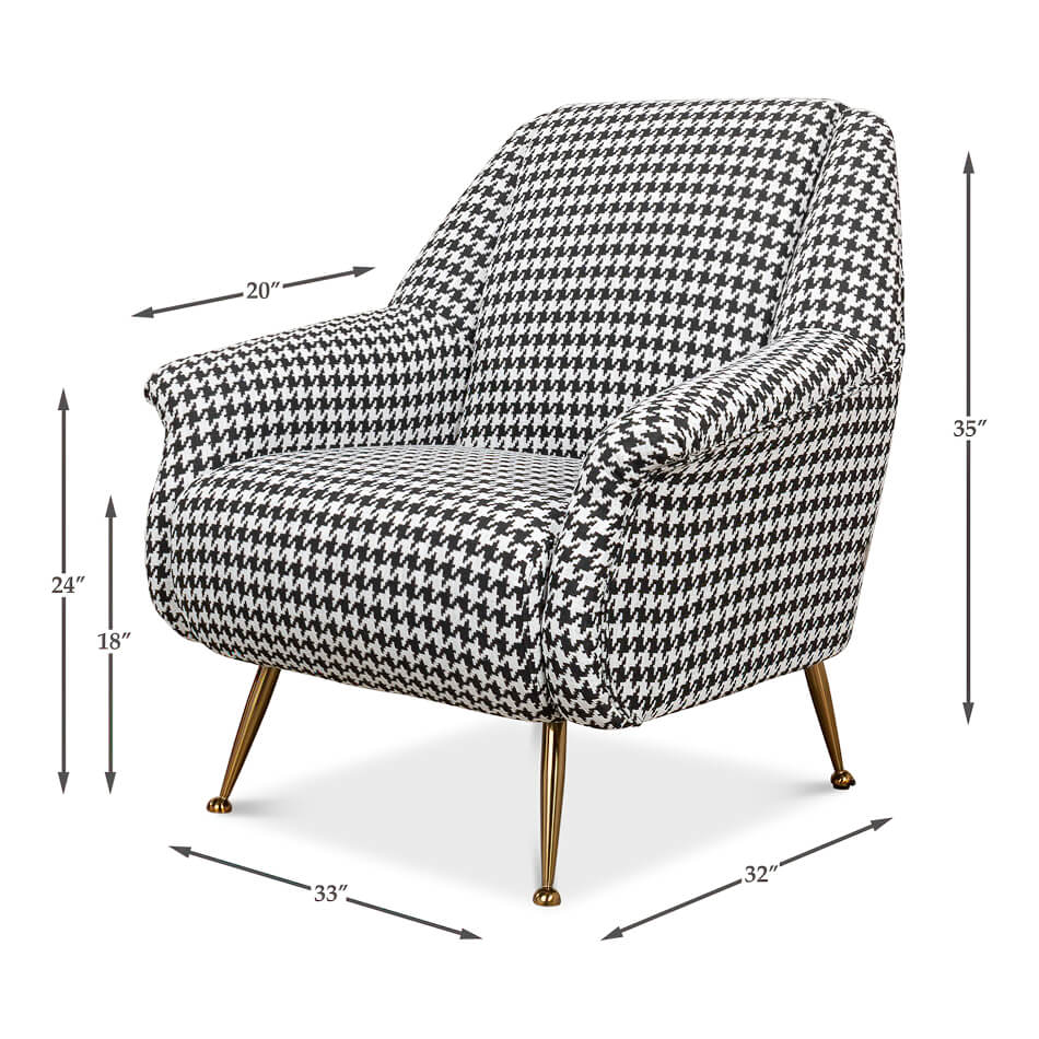 Mid Century Houndstooth Armchair - English Georgian America