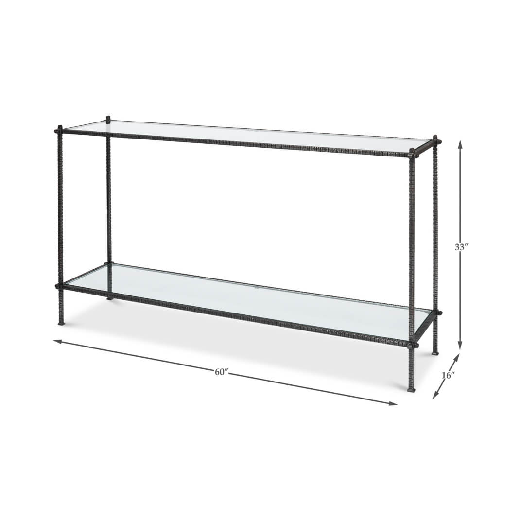 Mid Century Iron and Glass Console Table - English Georgian America