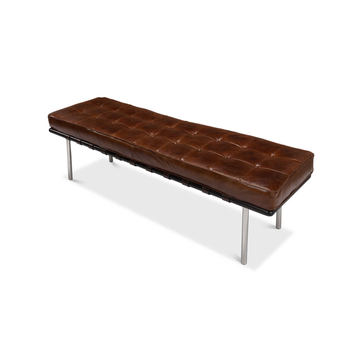 Mid Century Leather Bench - English Georgian America