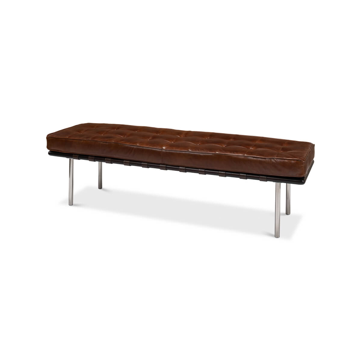 Mid Century Leather Bench - English Georgian America