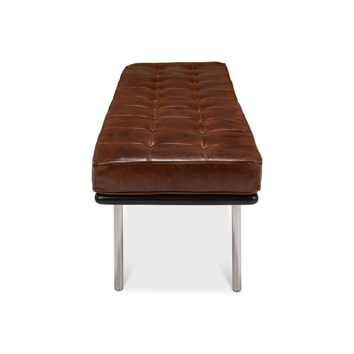 Mid Century Leather Bench - English Georgian America