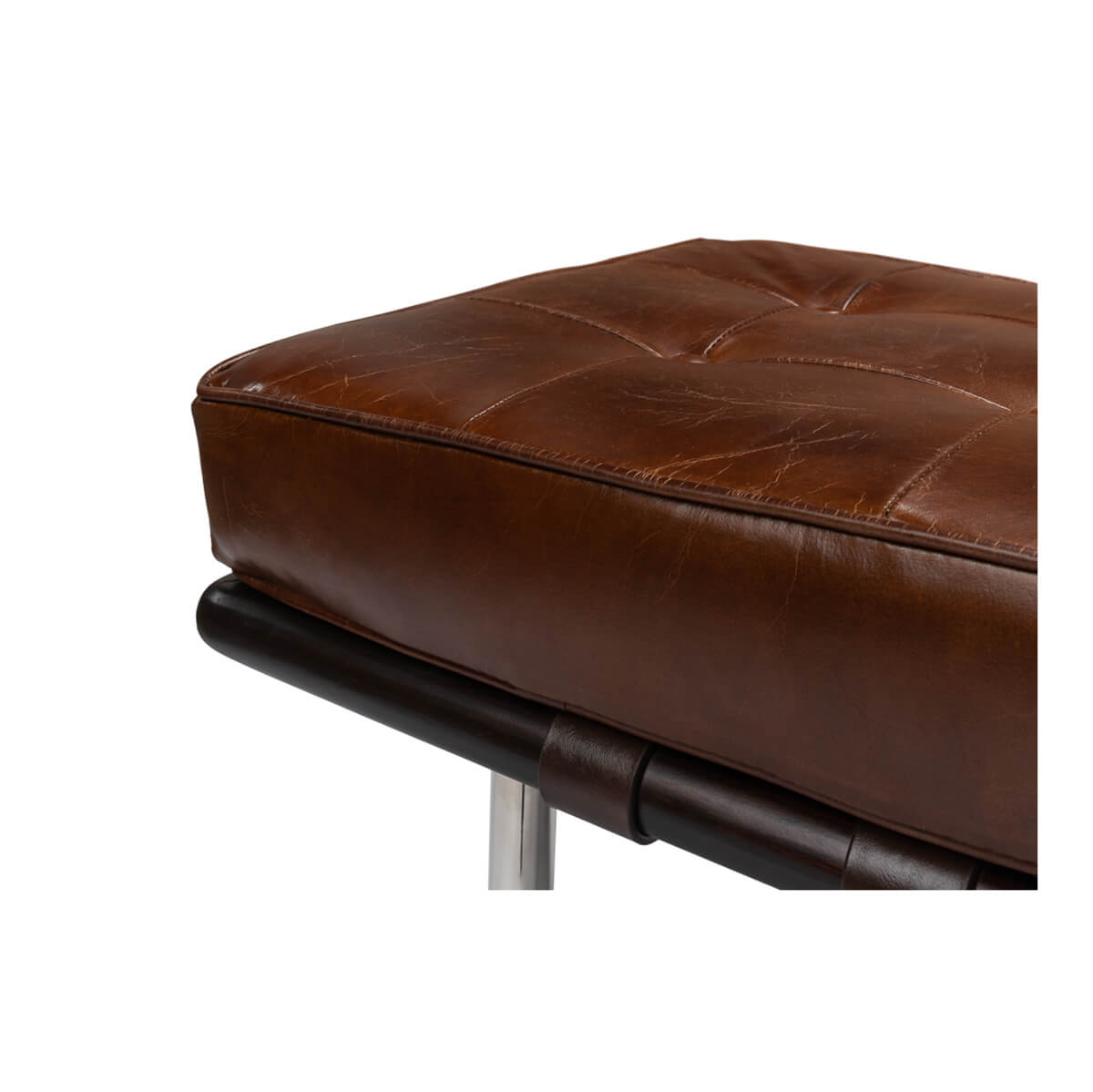 Mid Century Leather Bench - English Georgian America