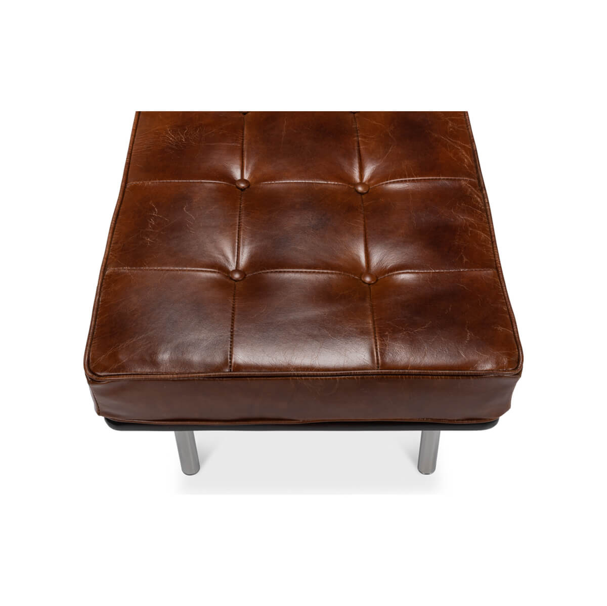 Mid Century Leather Bench - English Georgian America