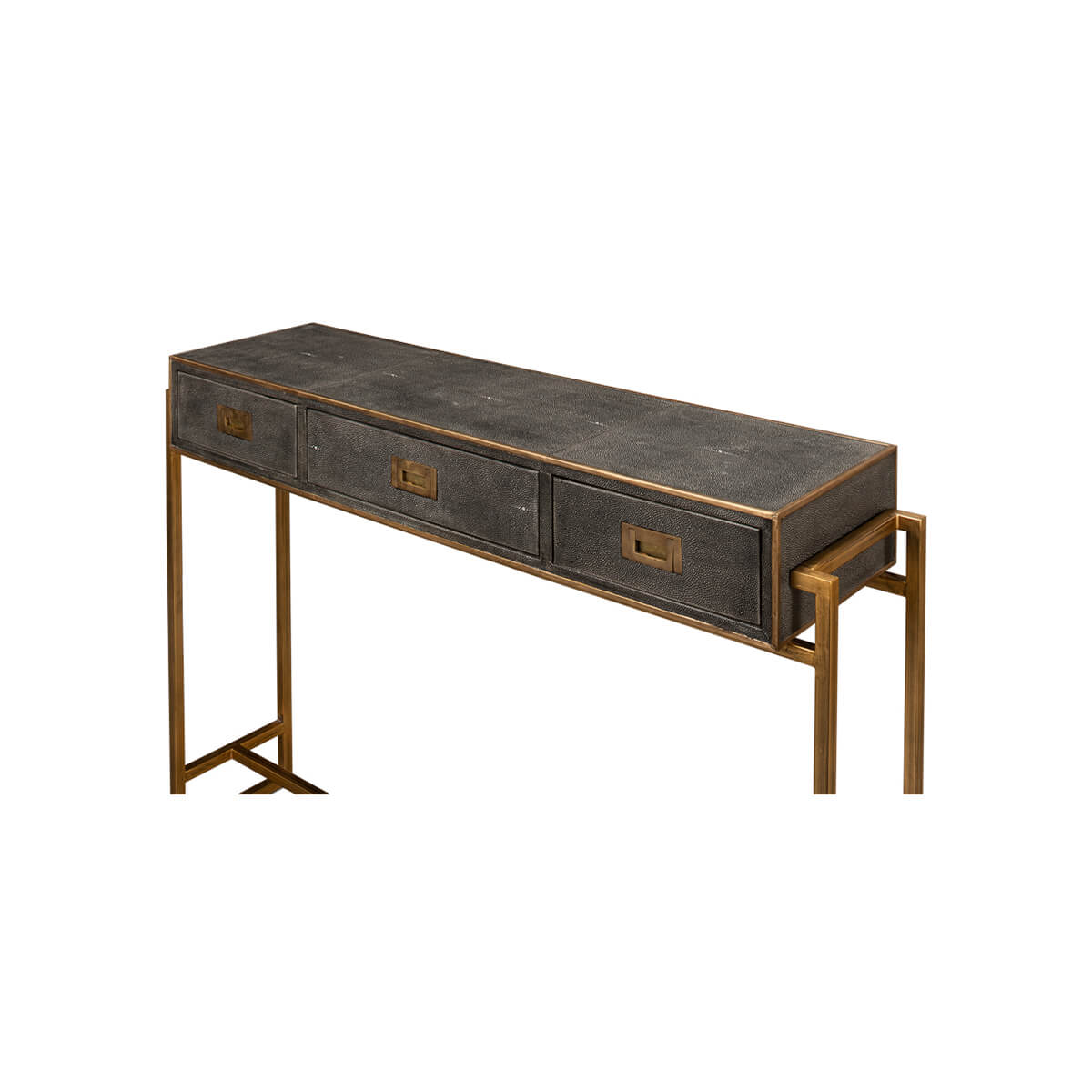 Mid Century Leather Console Table - English Georgian America