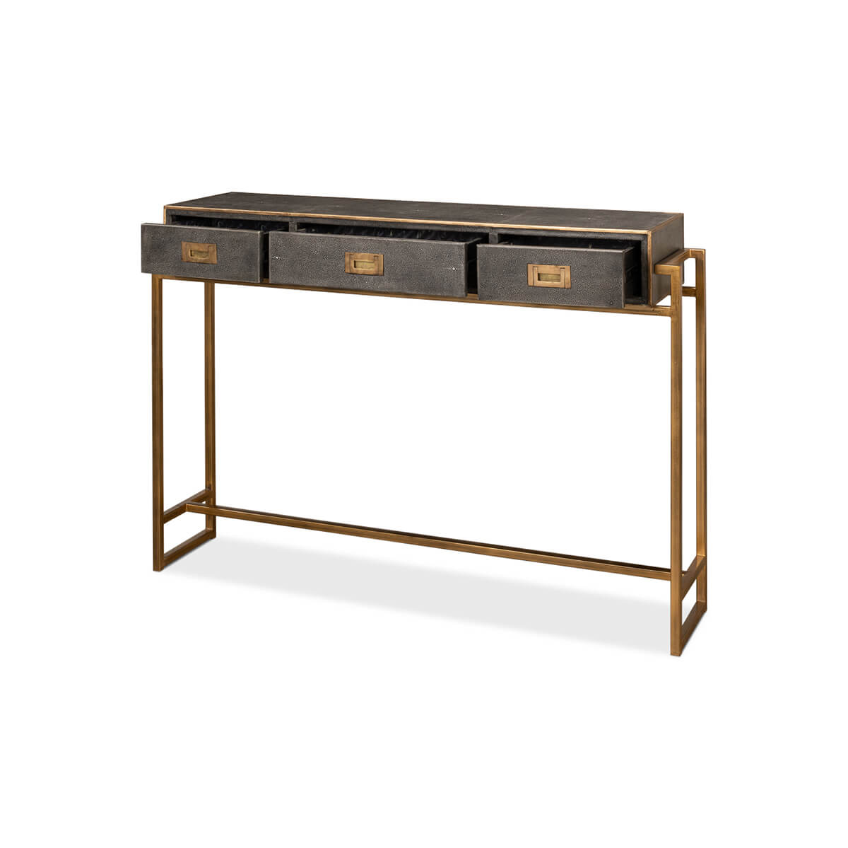 Mid Century Leather Console Table - English Georgian America