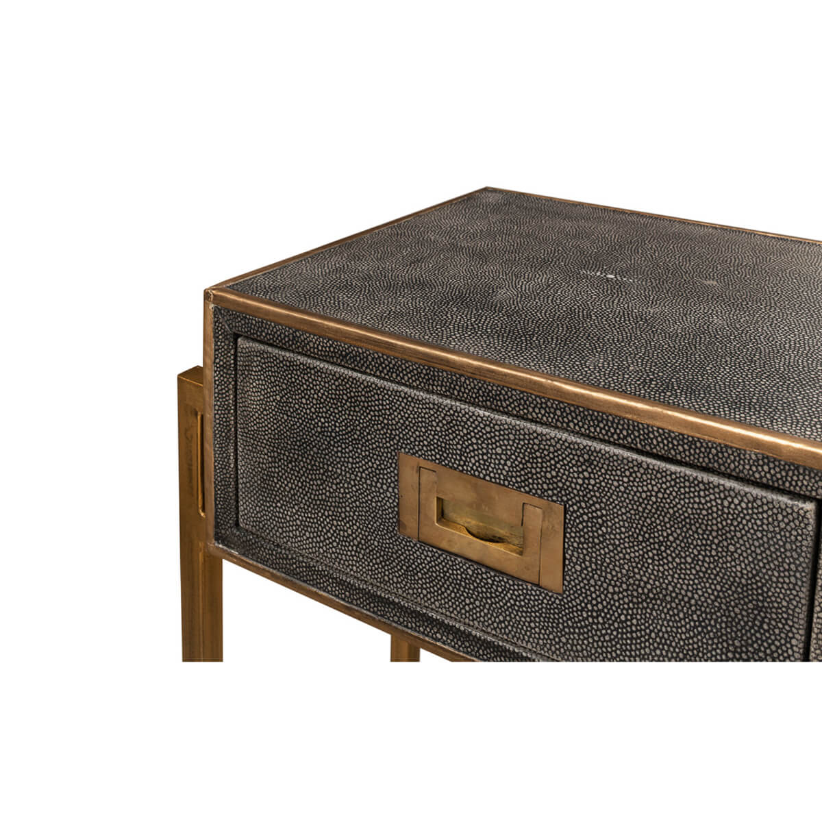 Mid Century Leather Console Table - English Georgian America