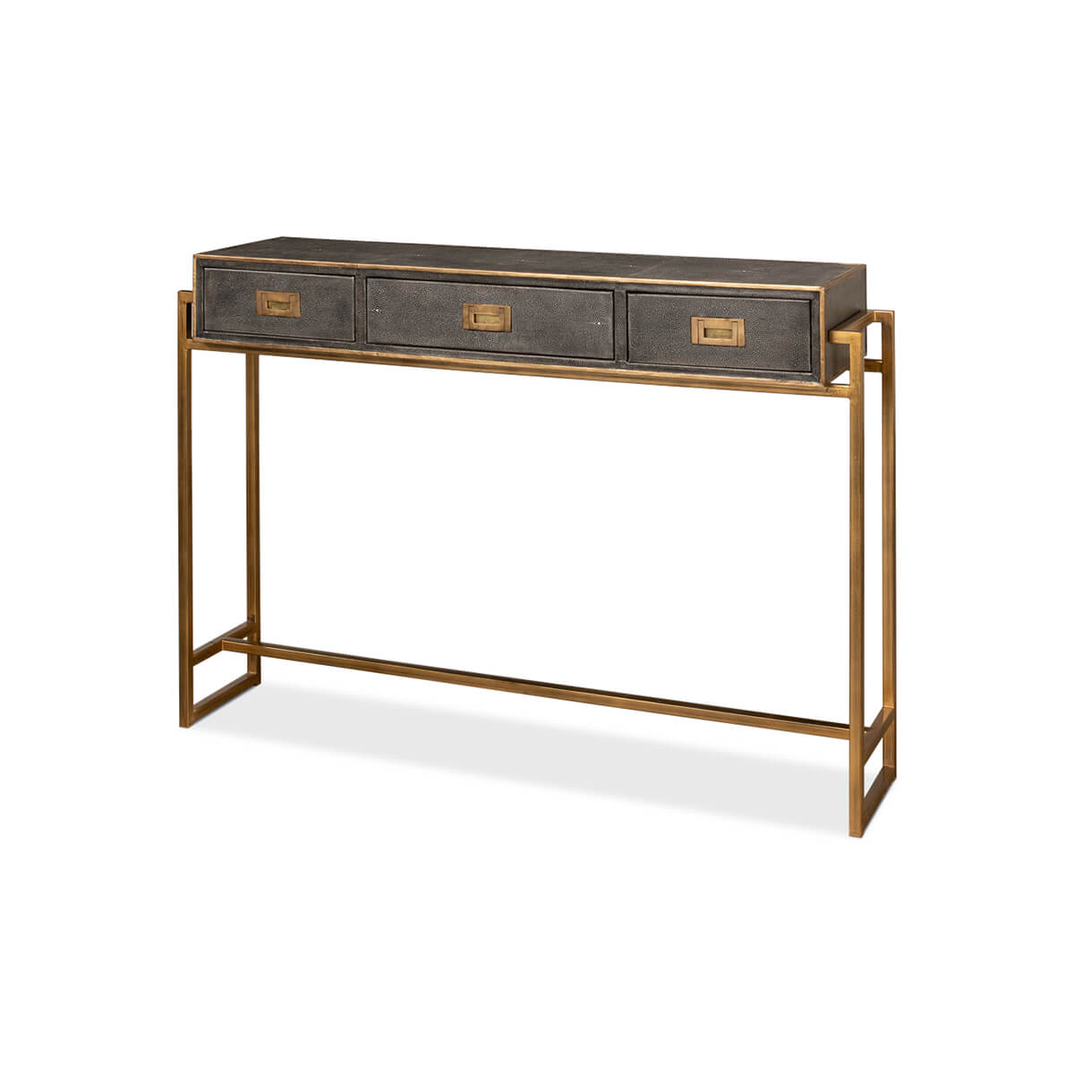 Mid Century Leather Console Table - English Georgian America