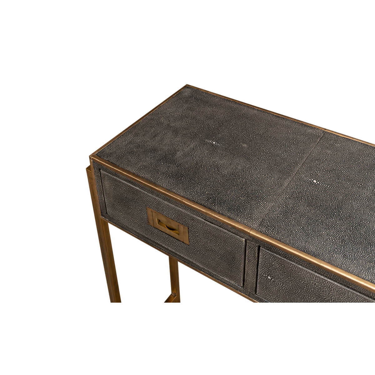 Mid Century Leather Console Table - English Georgian America