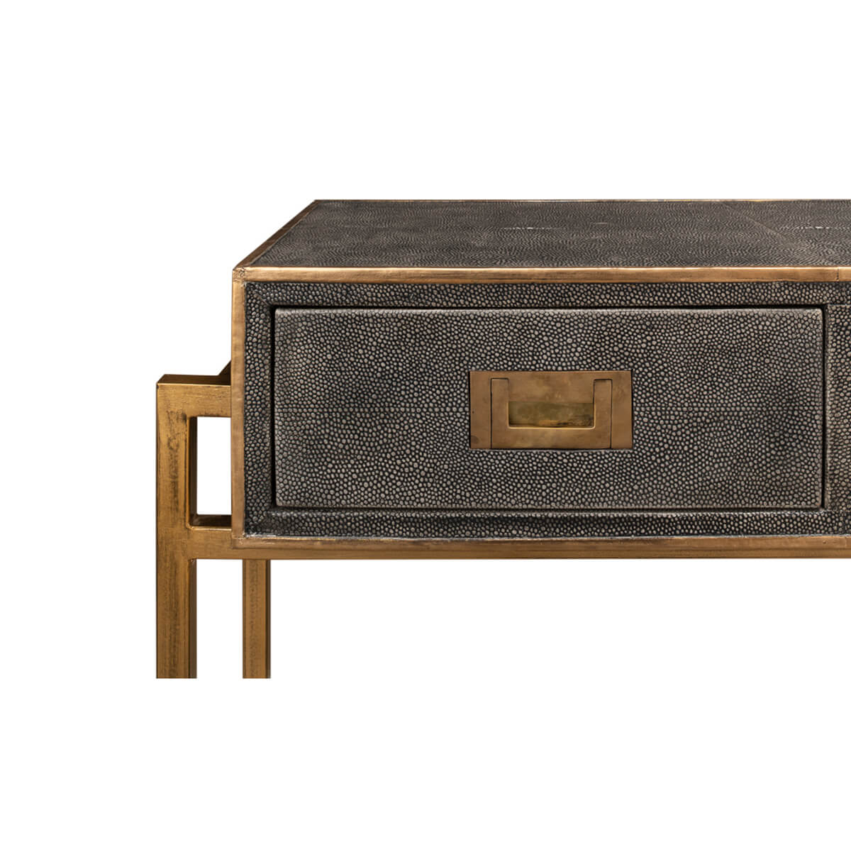 Mid Century Leather Console Table - English Georgian America