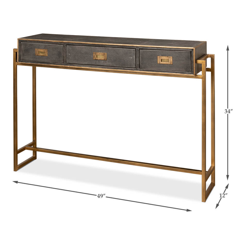 Mid Century Leather Console Table - English Georgian America