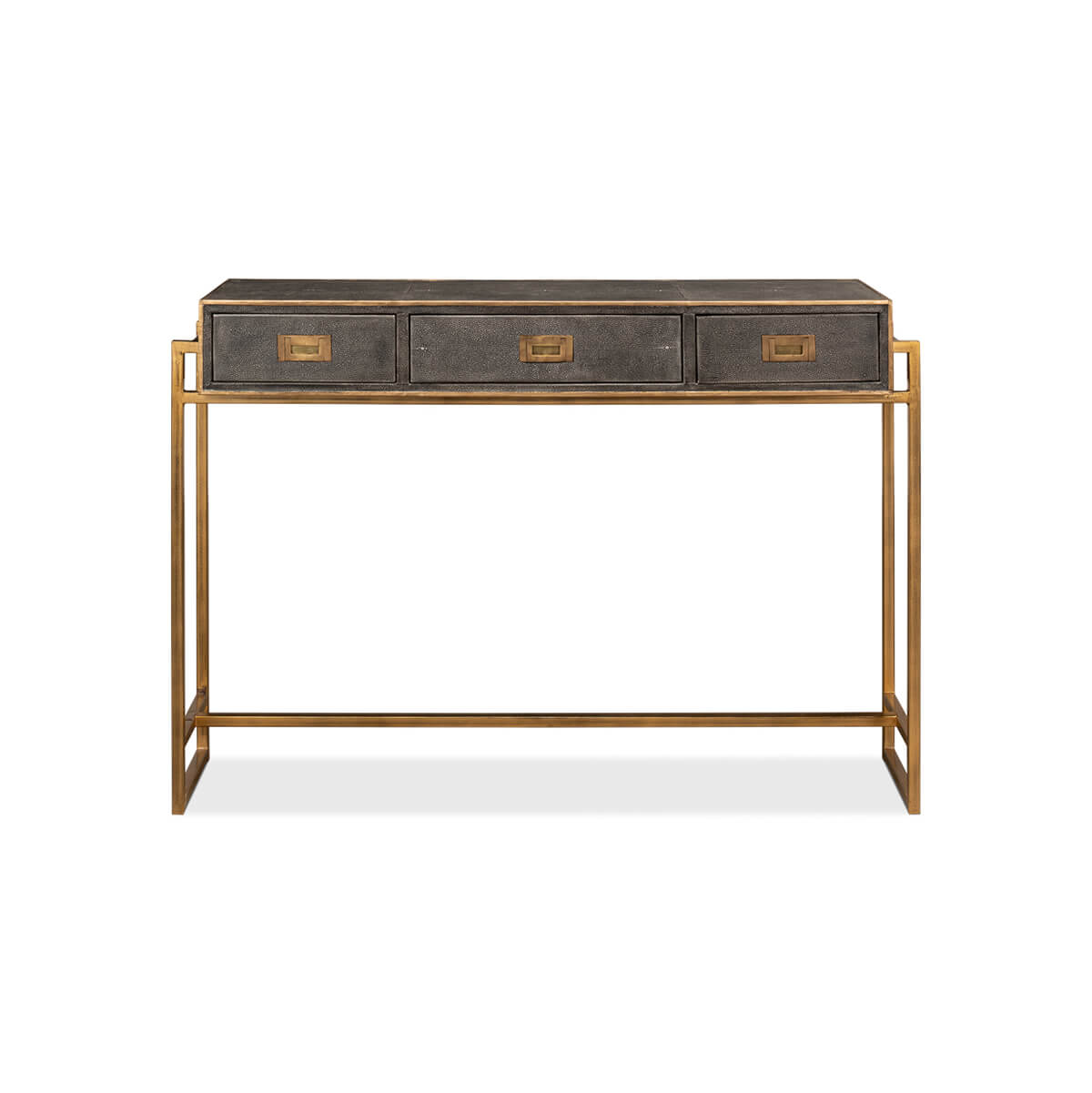 Mid Century Leather Console Table - English Georgian America