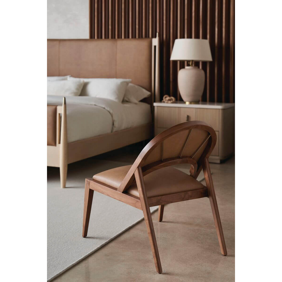 Mid Century Leather King Bed - English Georgian America