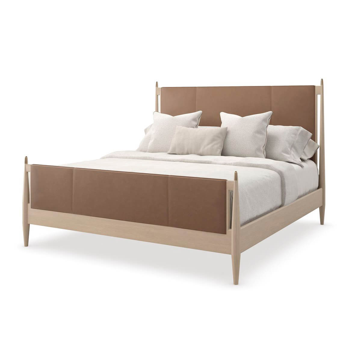 Mid Century Leather Queen Bed - English Georgian America