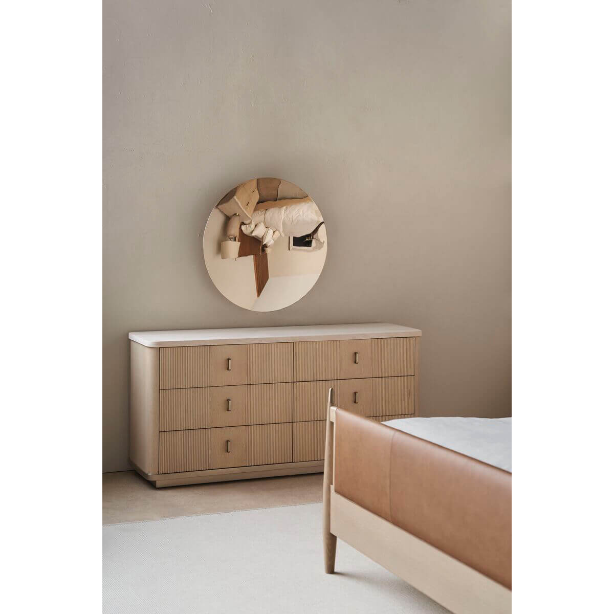 Mid Century Leather Queen Bed - English Georgian America