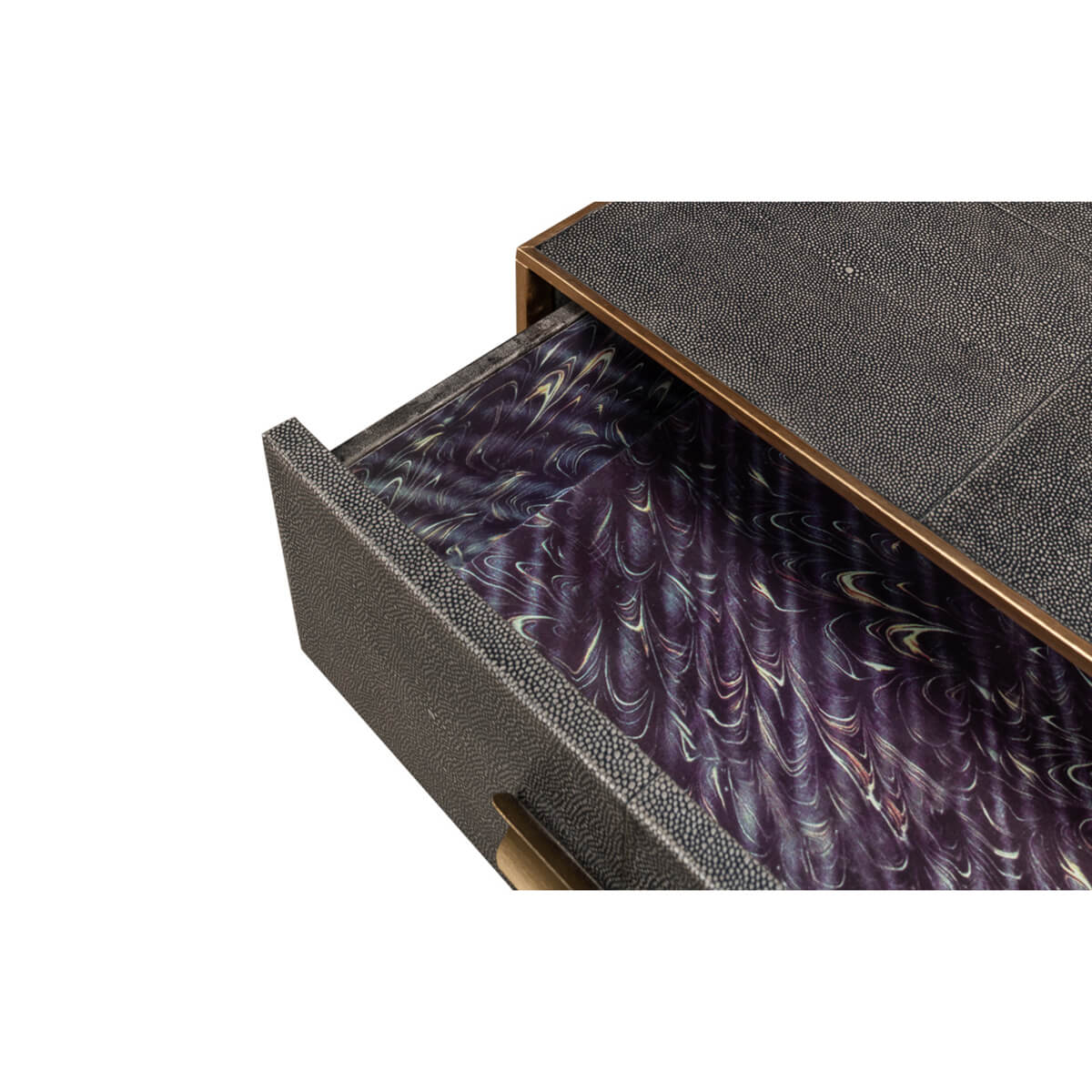 Mid Century Leather Side Table - Gray - English Georgian America