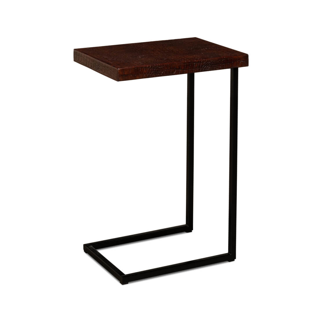 Mid Century Leather Top Accent Table - English Georgian America